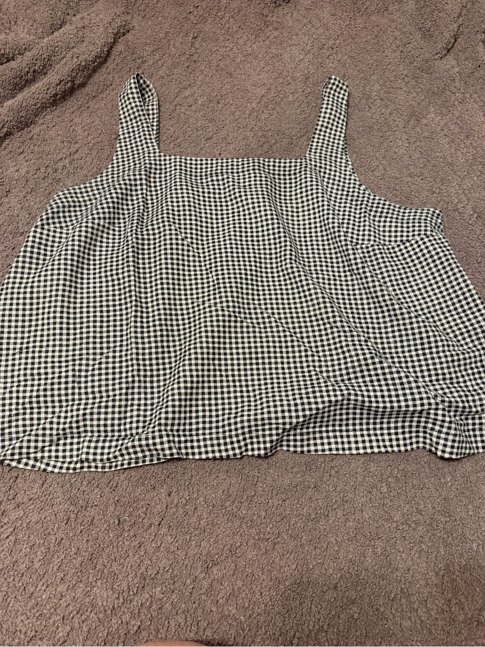 Black and White Gingham Square Neck Tank Top XXL